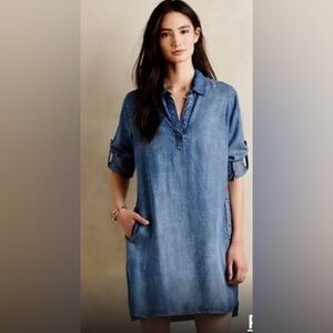 Cloth & Stone Chambray Dress - M blue chambray , cotton